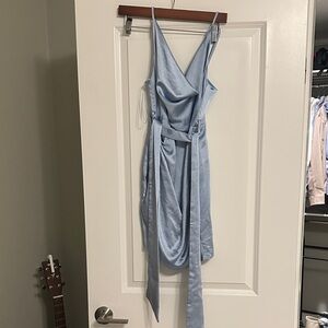 Elegant Blue Wrap Dress